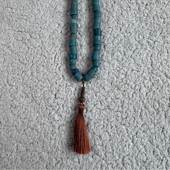 Blue Citrine & 925 Silver Mala Necklace - Picture 2 of 4